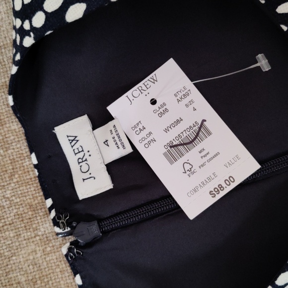 J.Crew Navy White Oncilla Animal Sheath Dress - Size 4 - Picture 6 of 14